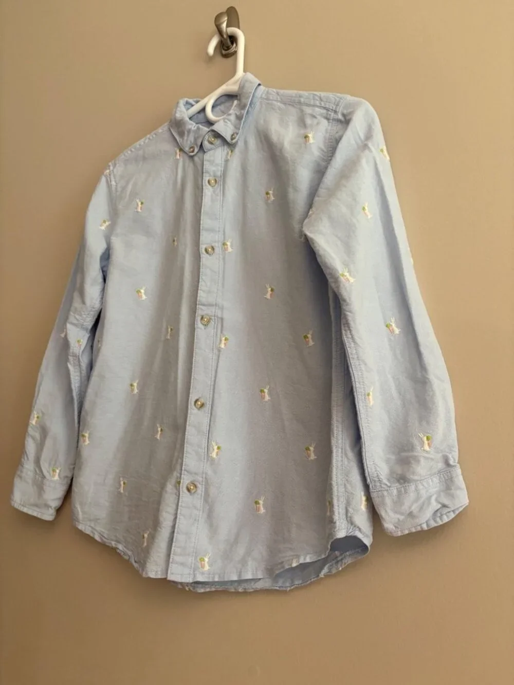 Gymboree Embroidered Easter Bunny Oxford Button Up Boys Size 10 Dress Shirt